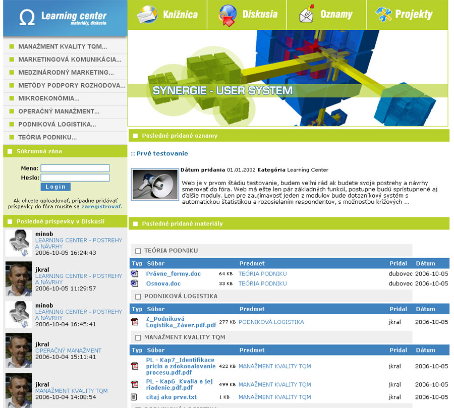 Synergie - learning system
